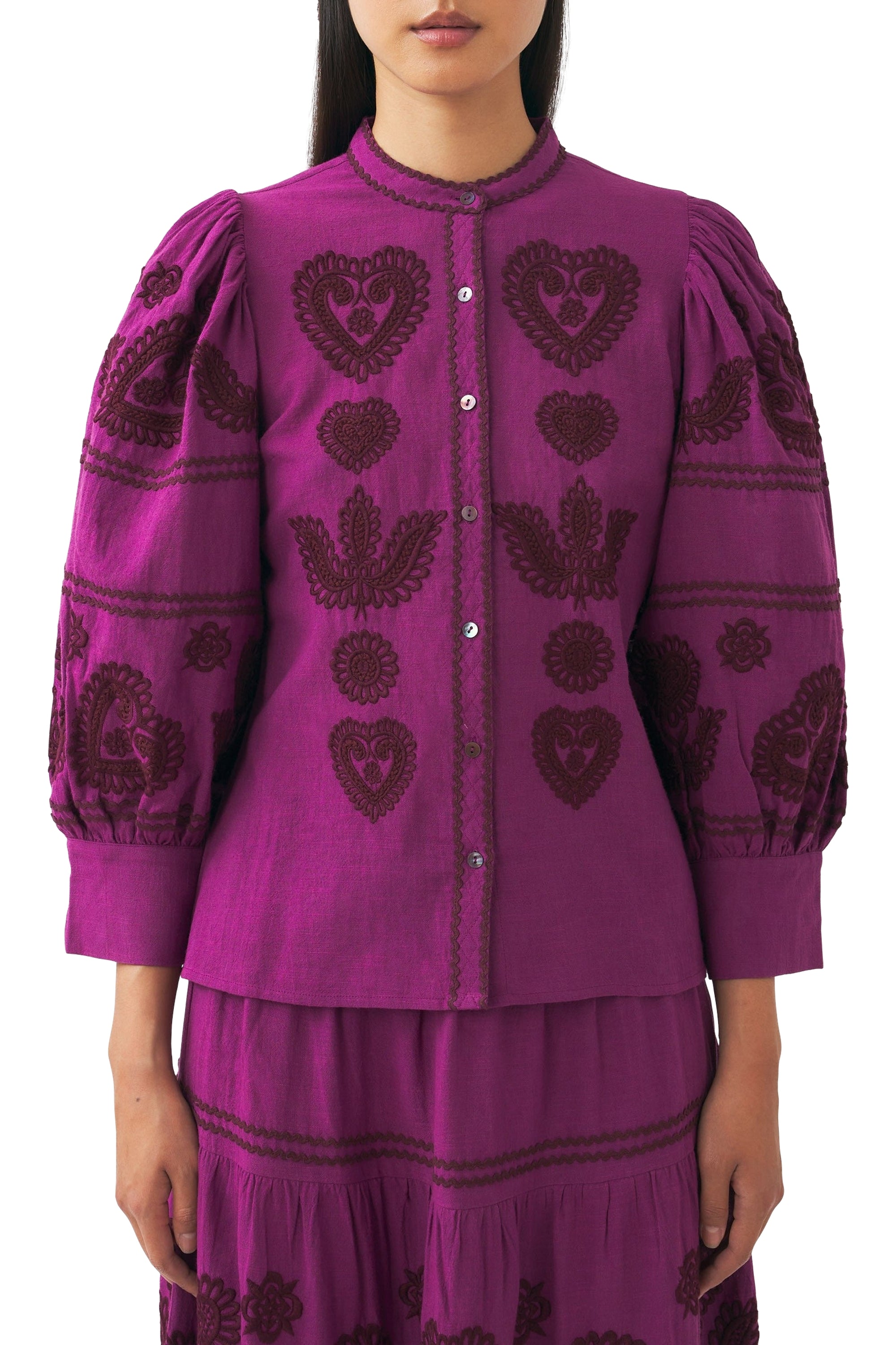 Blouse brodée Rony - Magenta
