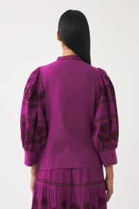 Blouse brodée Rony - Magenta