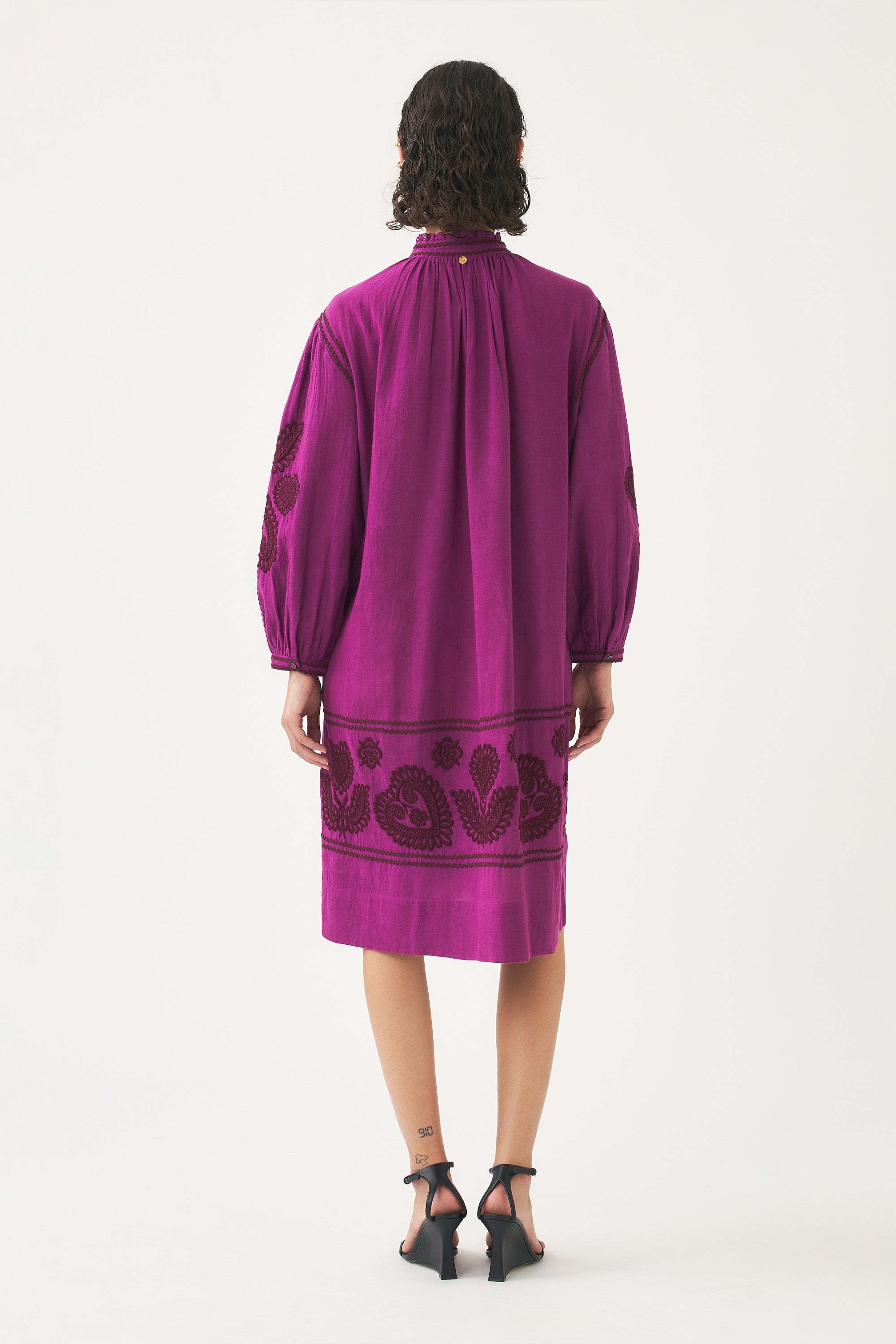Robe brodée Rony - Magenta