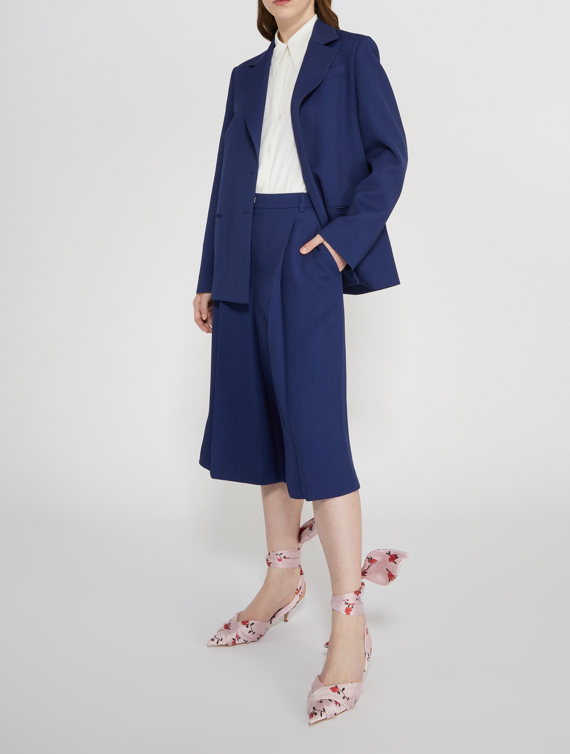 Blazer noué au dos en laine - Bleu