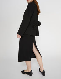 Blazer noué au dos en laine - Noir
