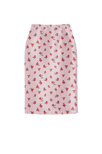 Jupe crayon en brocart - Rose