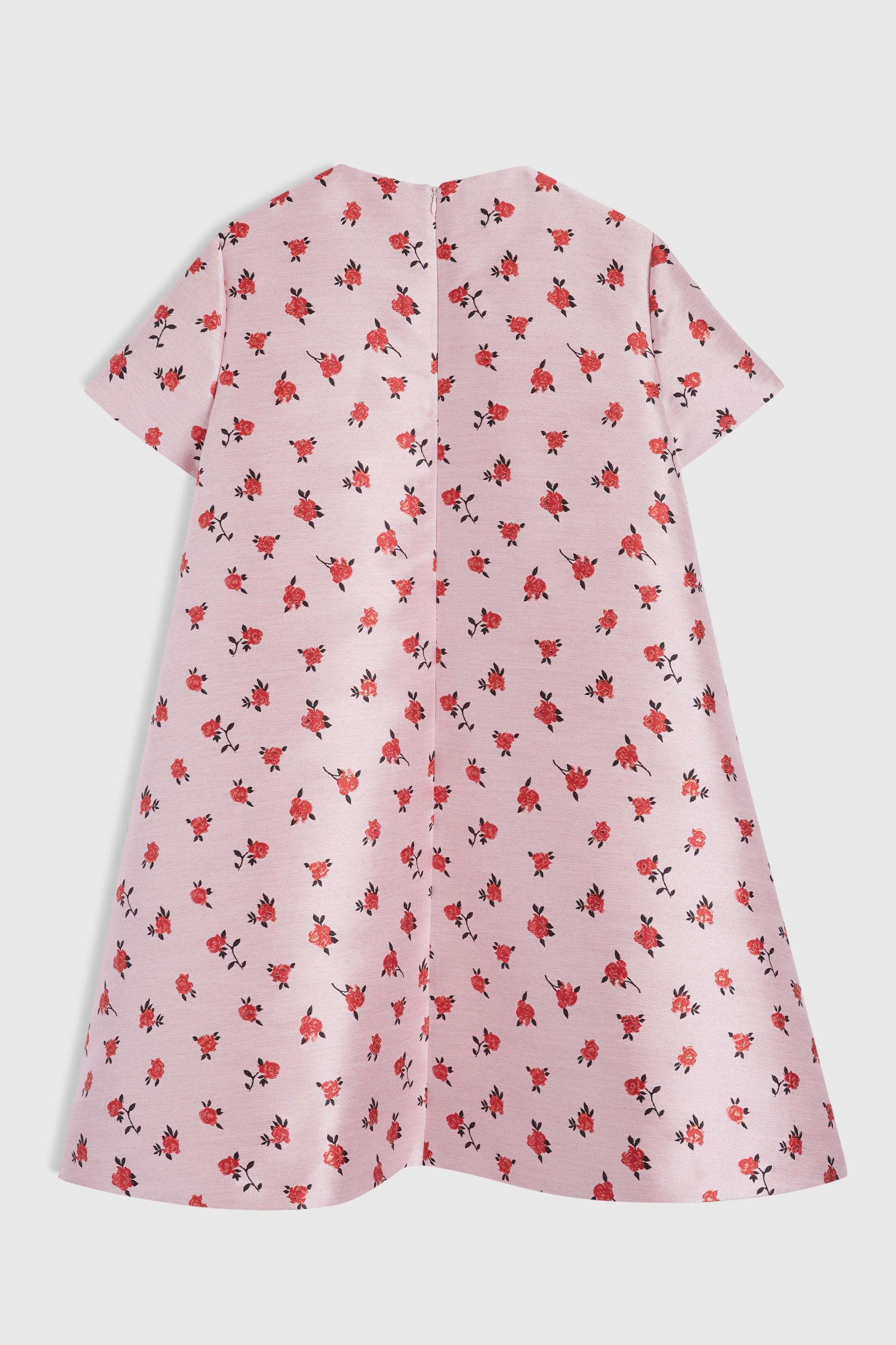 Robe courte trapèze en brocart - Rose
