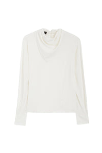 Blouse col drapé avec nœud au dos - Blanc