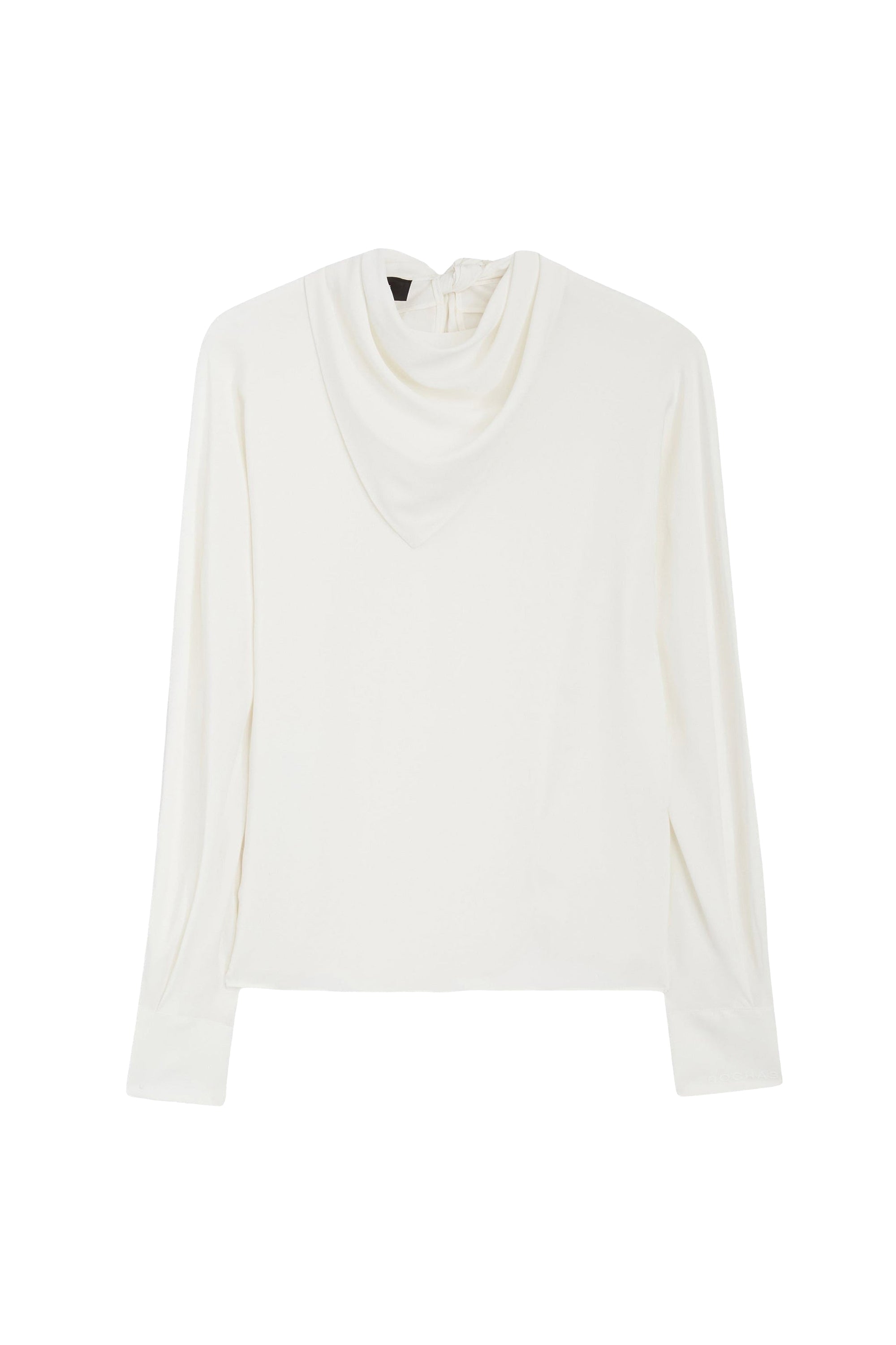Blouse col drapé avec nœud au dos - Blanc