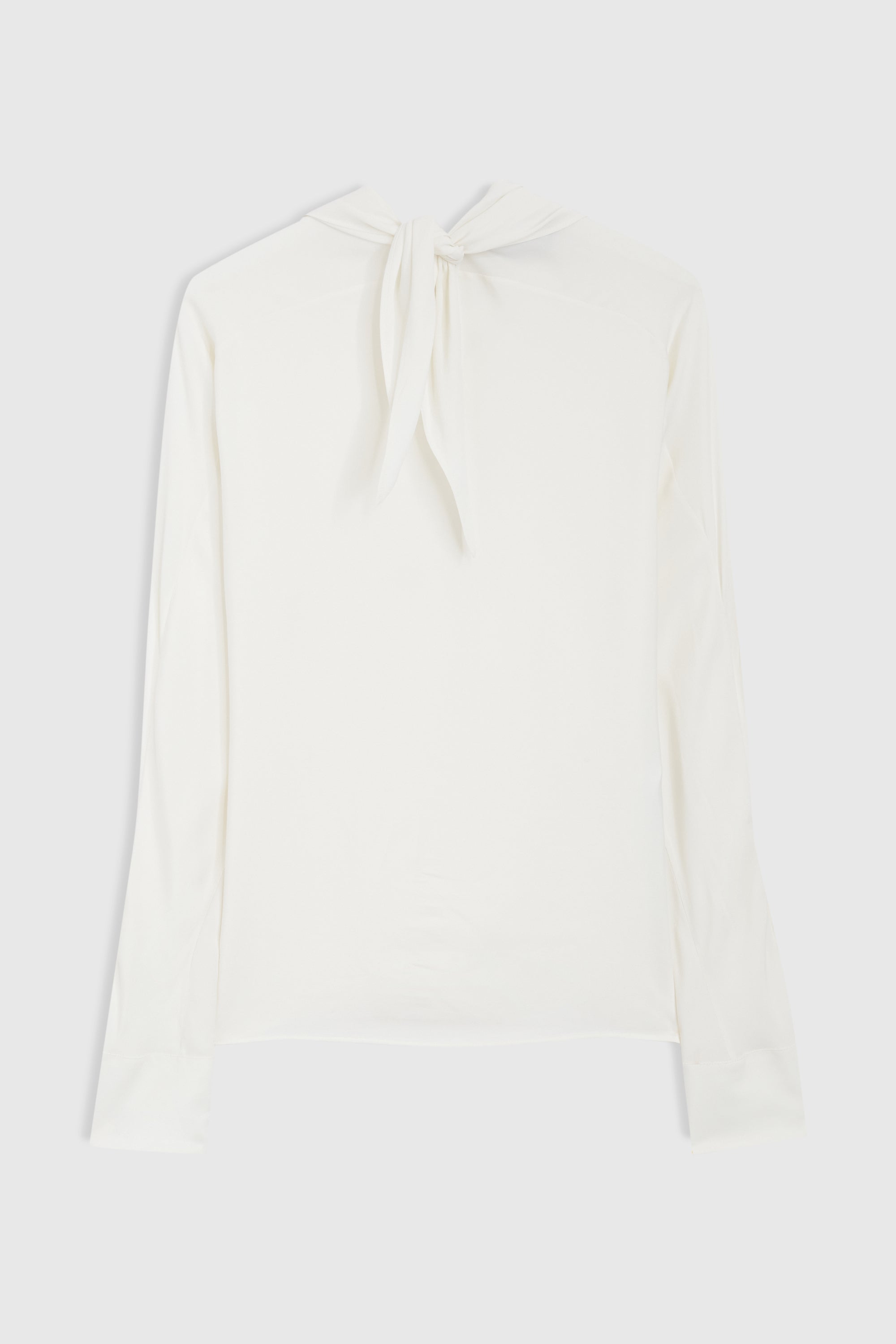 Blouse col drapé avec nœud au dos - Blanc