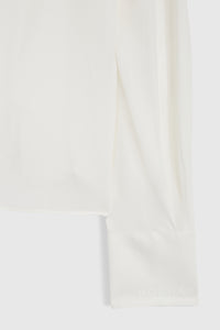 Blouse col drapé avec nœud au dos - Blanc