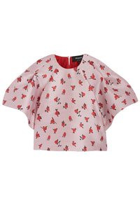 Blouse courte en brocart - Rose