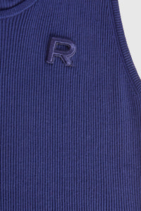 Débardeur côtelé avec écusson "R" - Bleu
