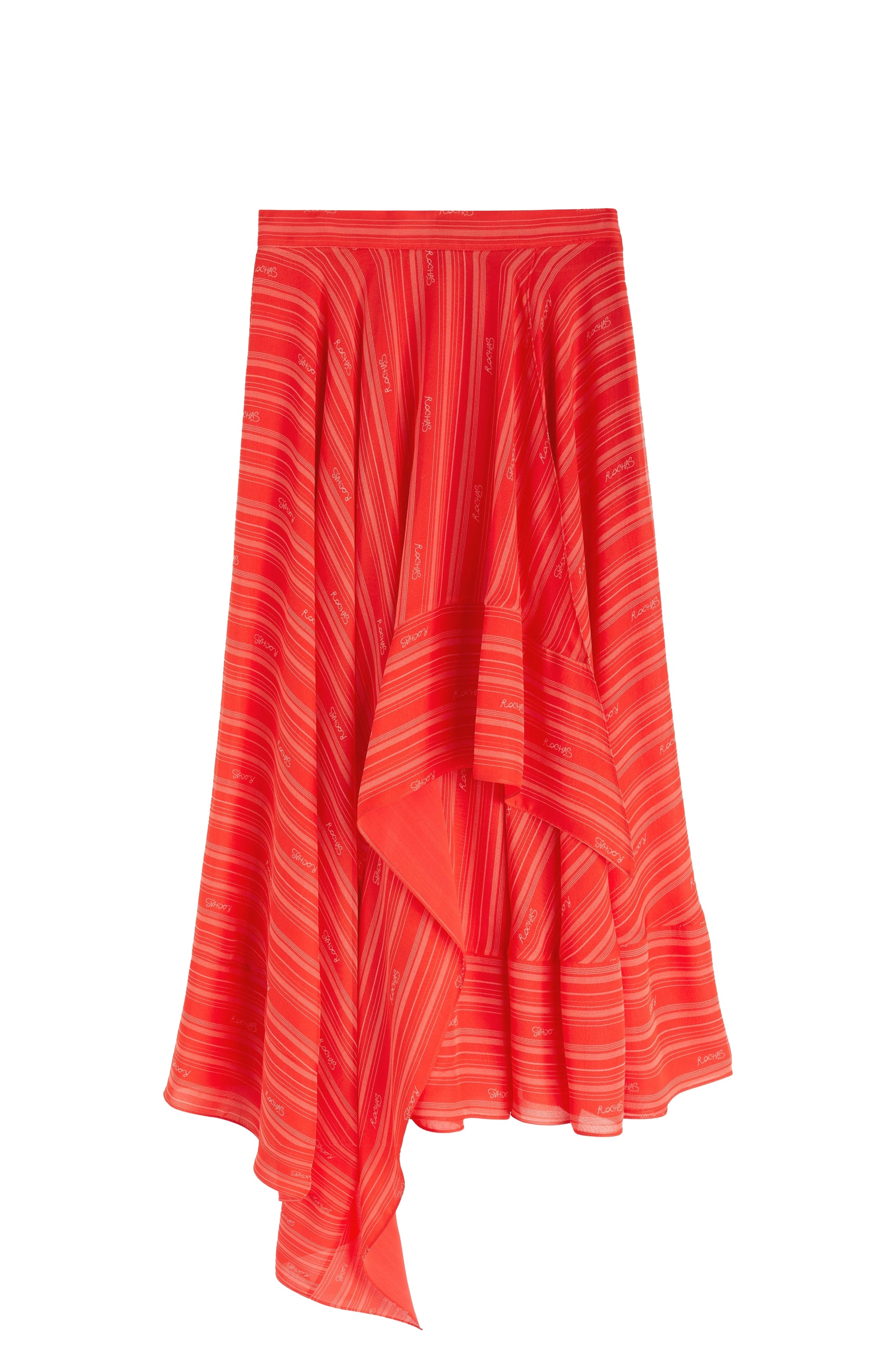 Jupe midi asymétrique en soie - Orange