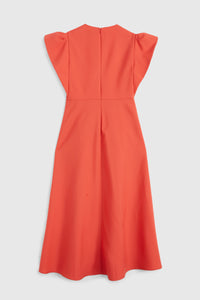 Robe midi structurée en laine - Orange