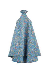 Robe courte sans manches en jacquard - Bleu