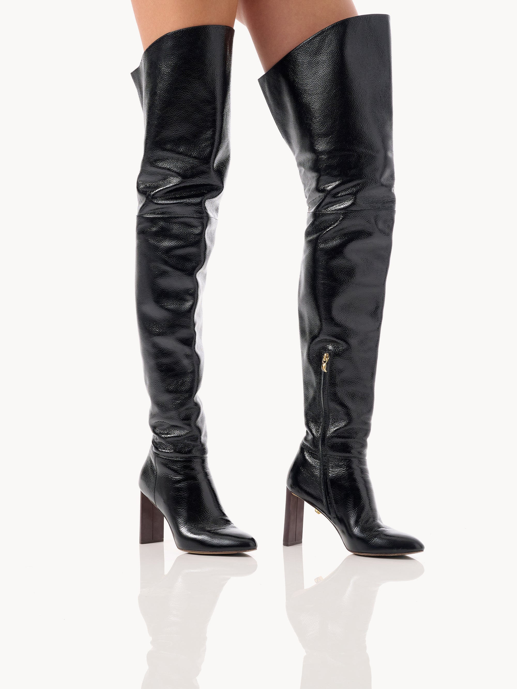 9qty NEW / Cuissardes Rosalia Caviar 90 en cuir - Black
