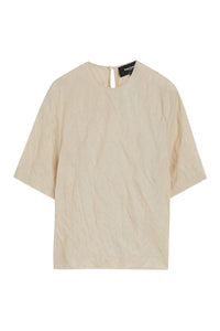Blouse à manches courtes effet froissée - Brun