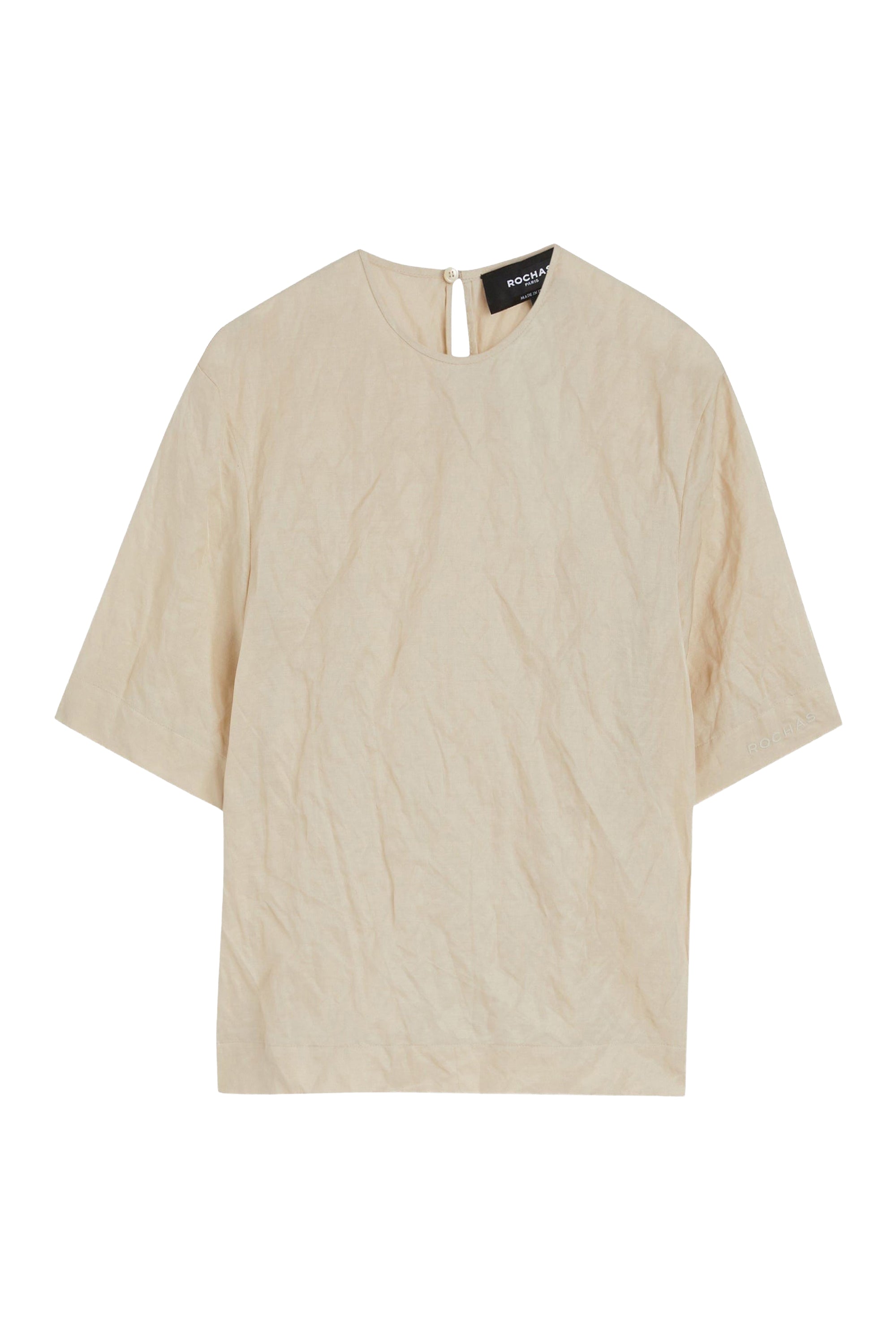 Blouse à manches courtes effet froissée - Brun