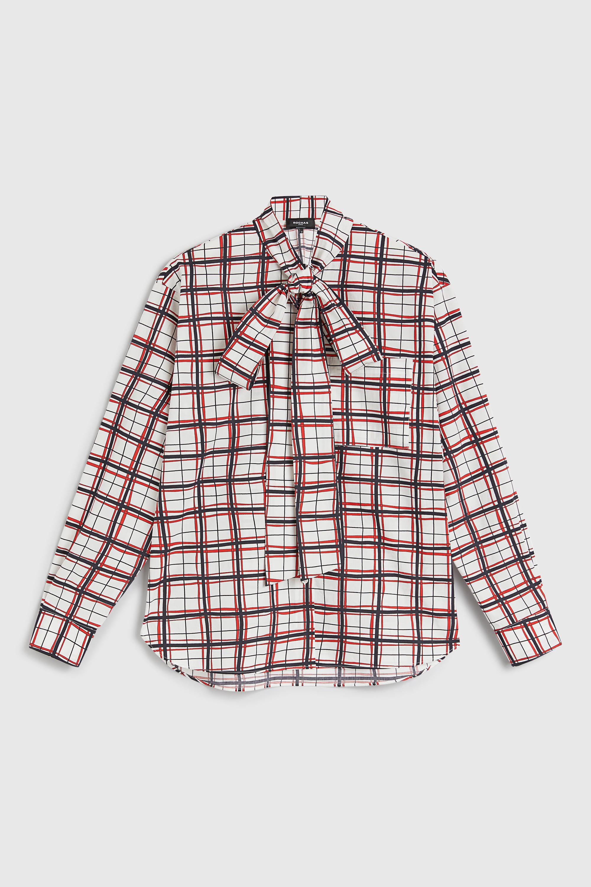 Blouse col lavallière à carreaux - Multicolore