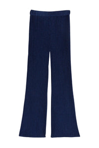 Pantalon évasé en maille côtelé - Bleu