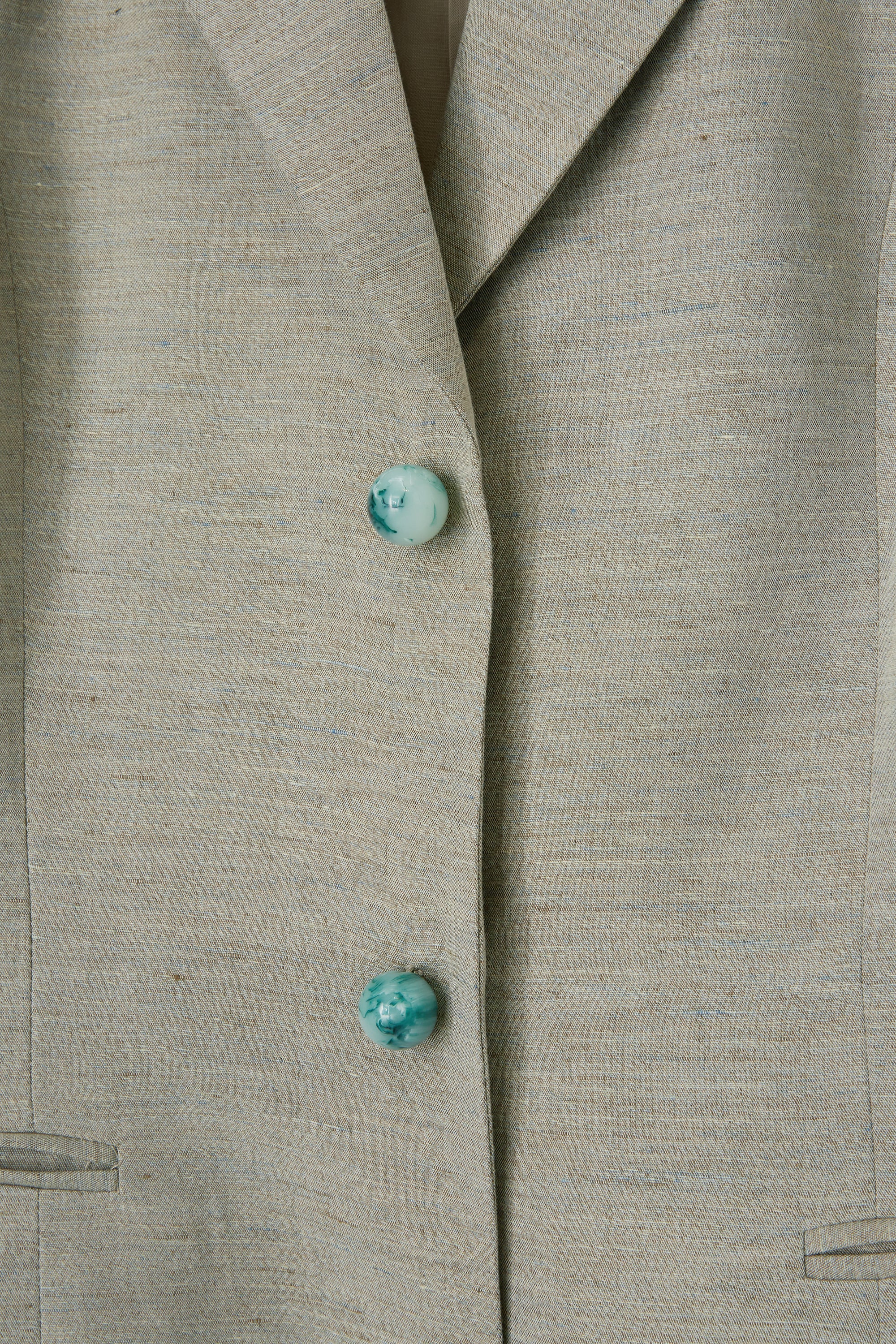 Veste de tailleur en lin - Beige Foncé