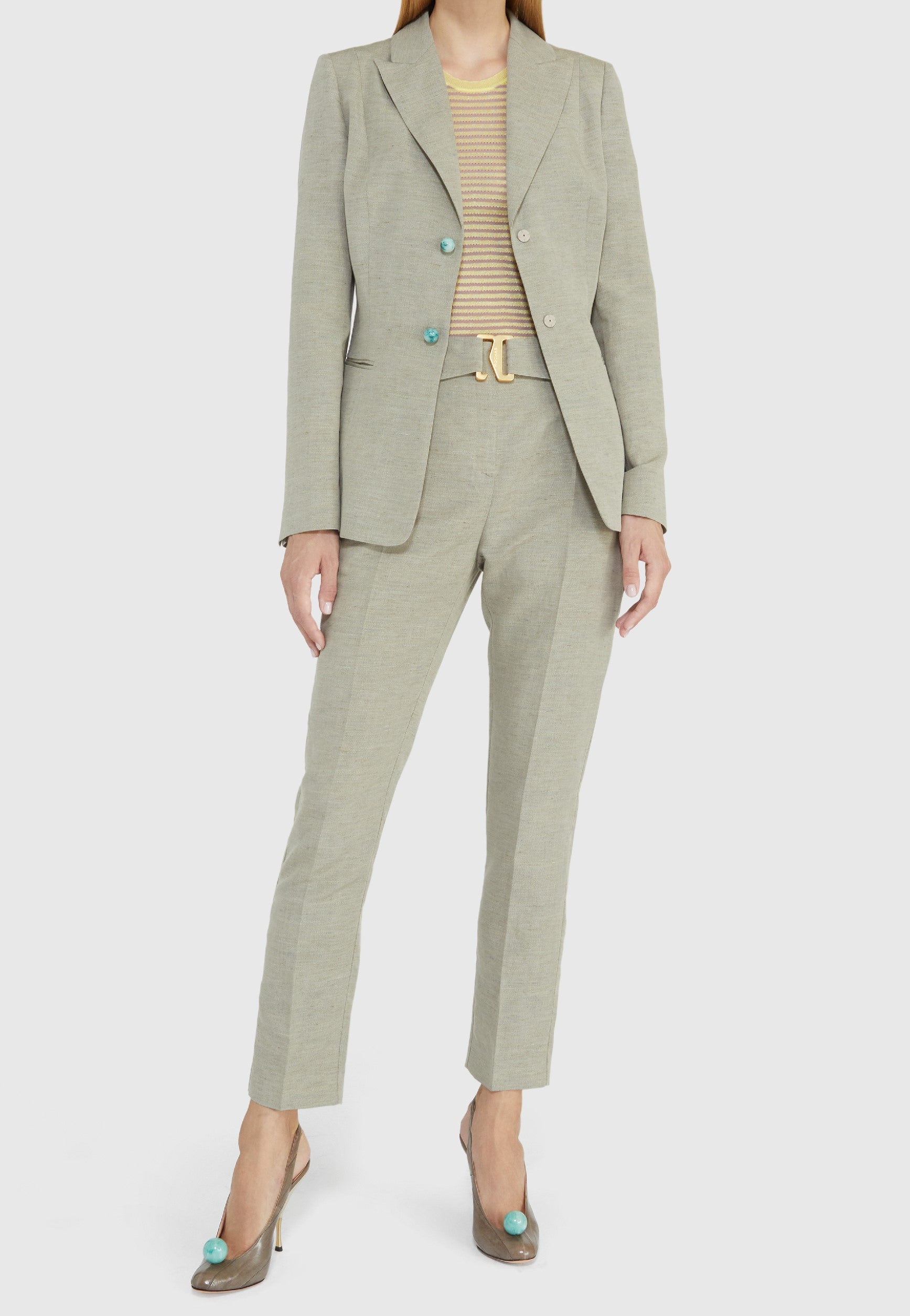 Veste de tailleur en lin - Beige Foncé