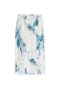 Jupe crayon en brocart de soie - Blanche