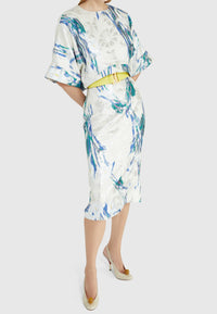 Jupe crayon en brocart de soie - Blanche
