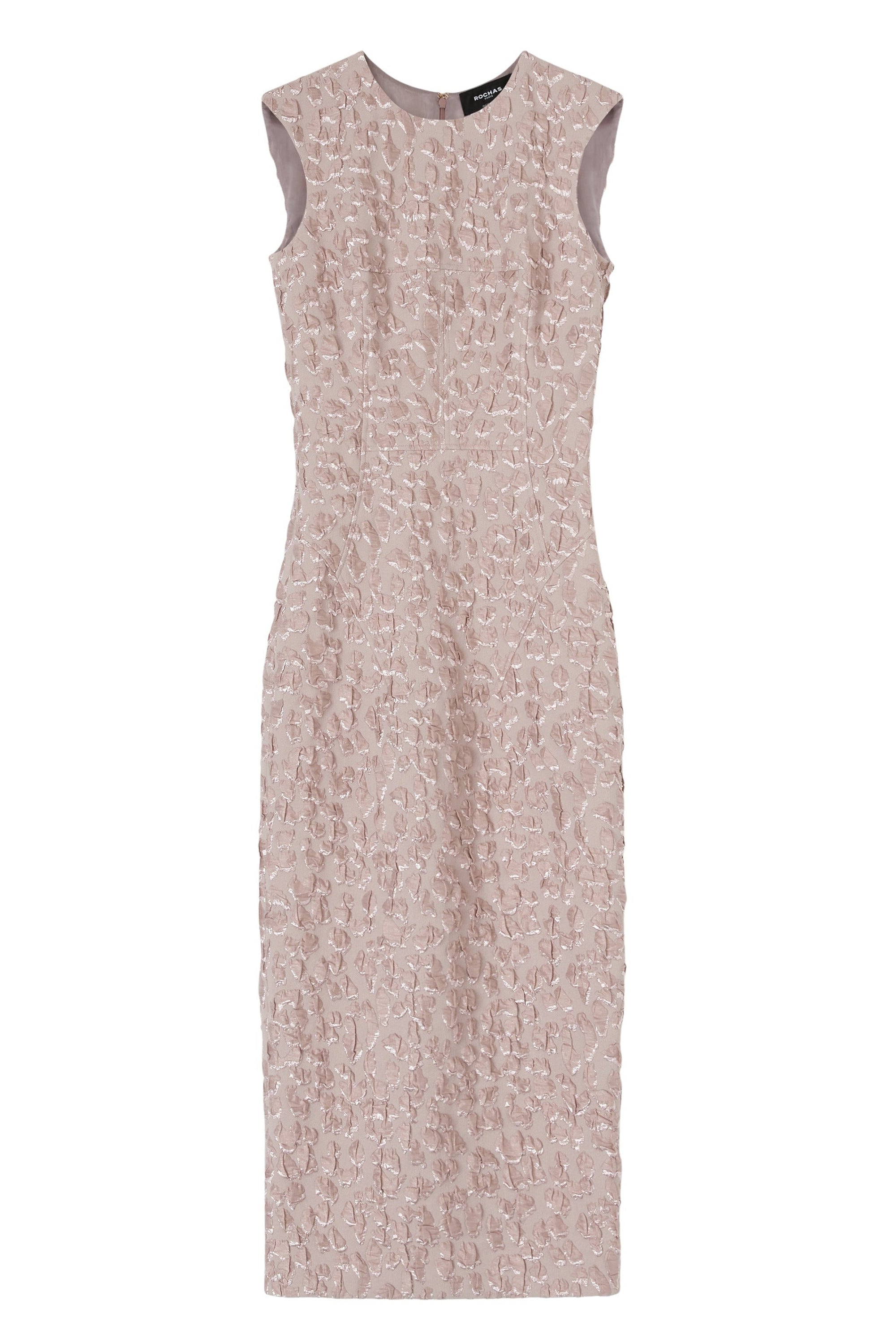 Robe midi en brocart - Rose