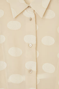 Chemise droite à pois en soie - Blanc