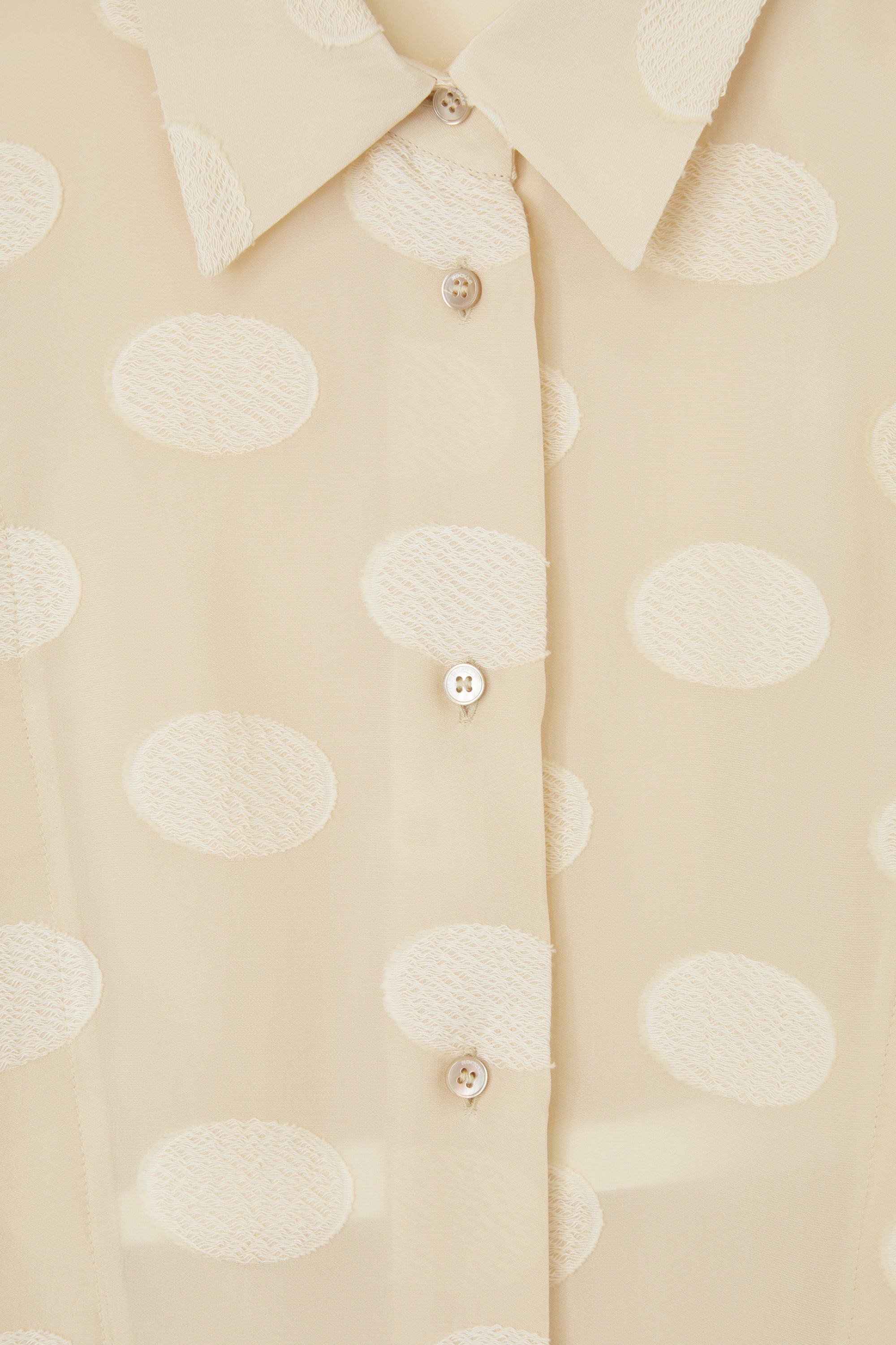 Chemise droite à pois en soie - Blanc