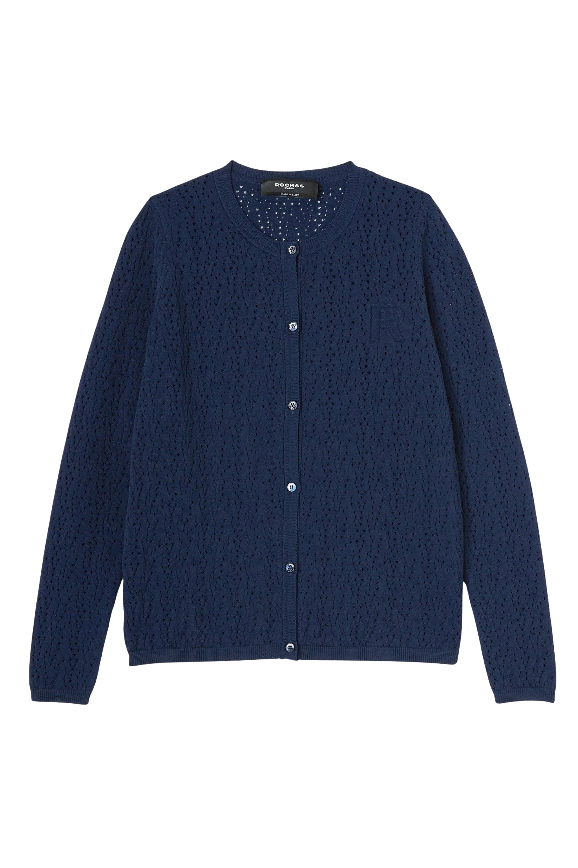 Cardigan en maille effet dentelle - Bleu