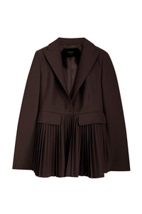 Blazer plissé en laine - Marron