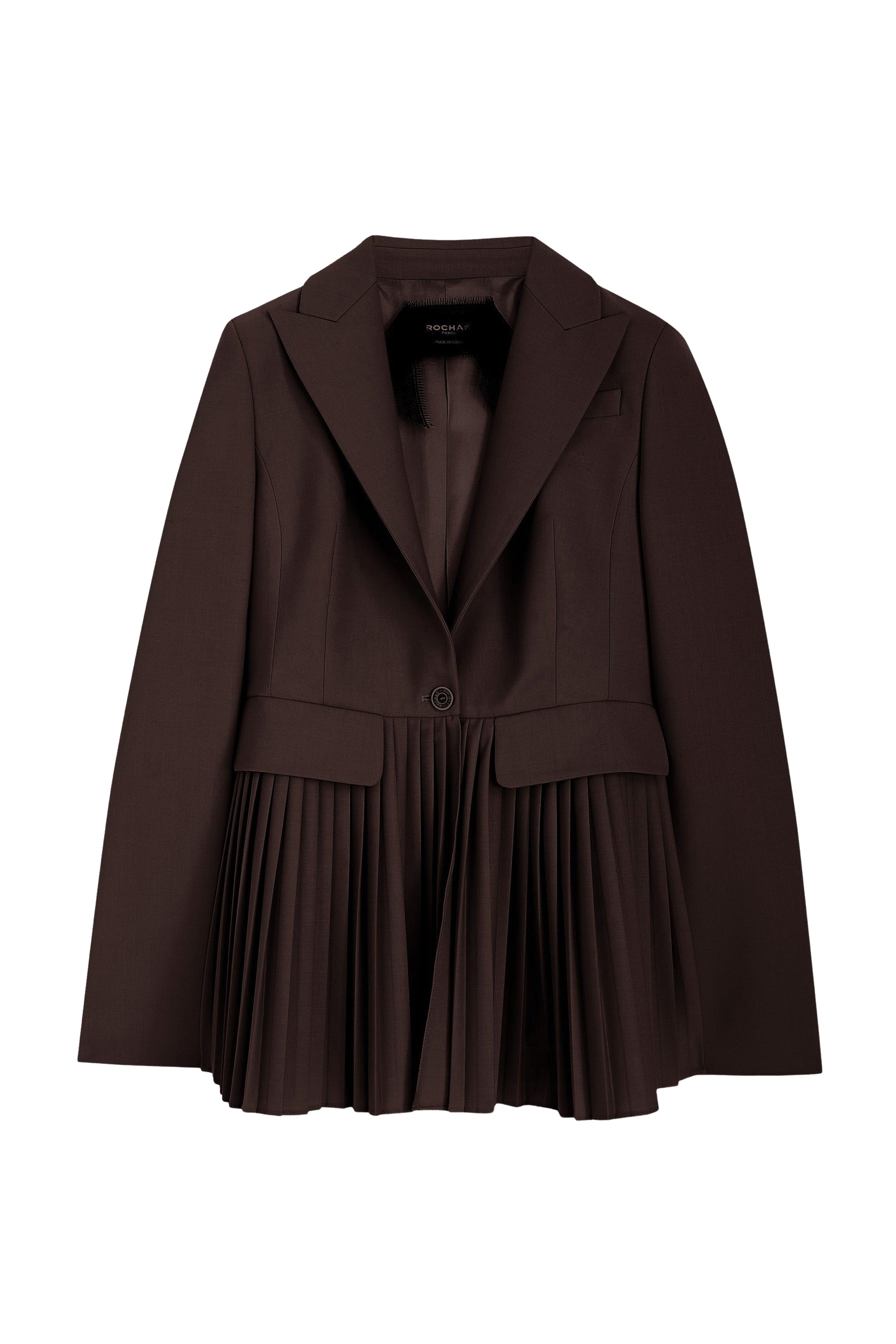 Blazer plissé en laine - Marron