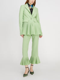 Pantalon de tailleur évasé en laine mélangée - Marron