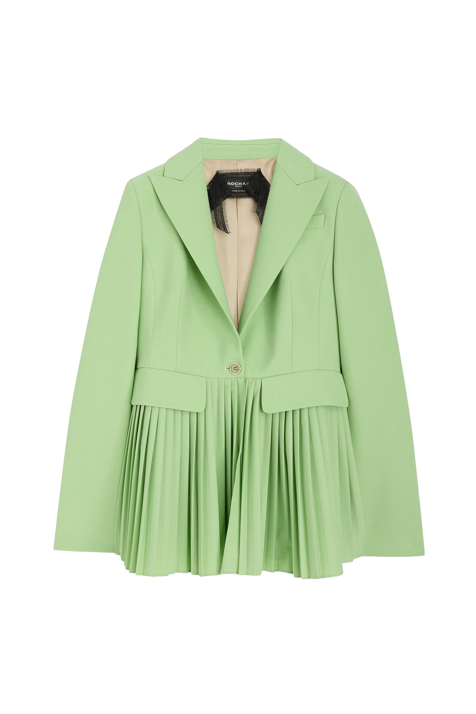 Blazer plissé en laine - Vert