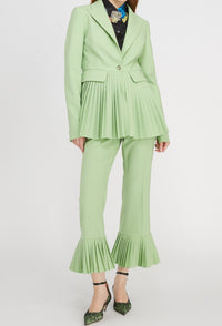 Blazer plissé en laine - Vert