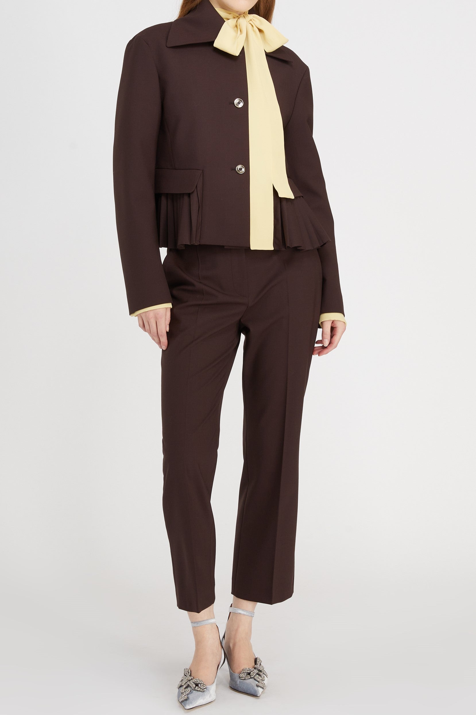 Veste courte en laine - Marron