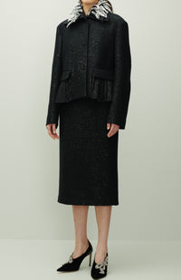 Veste courte à sequins en laine - Noir