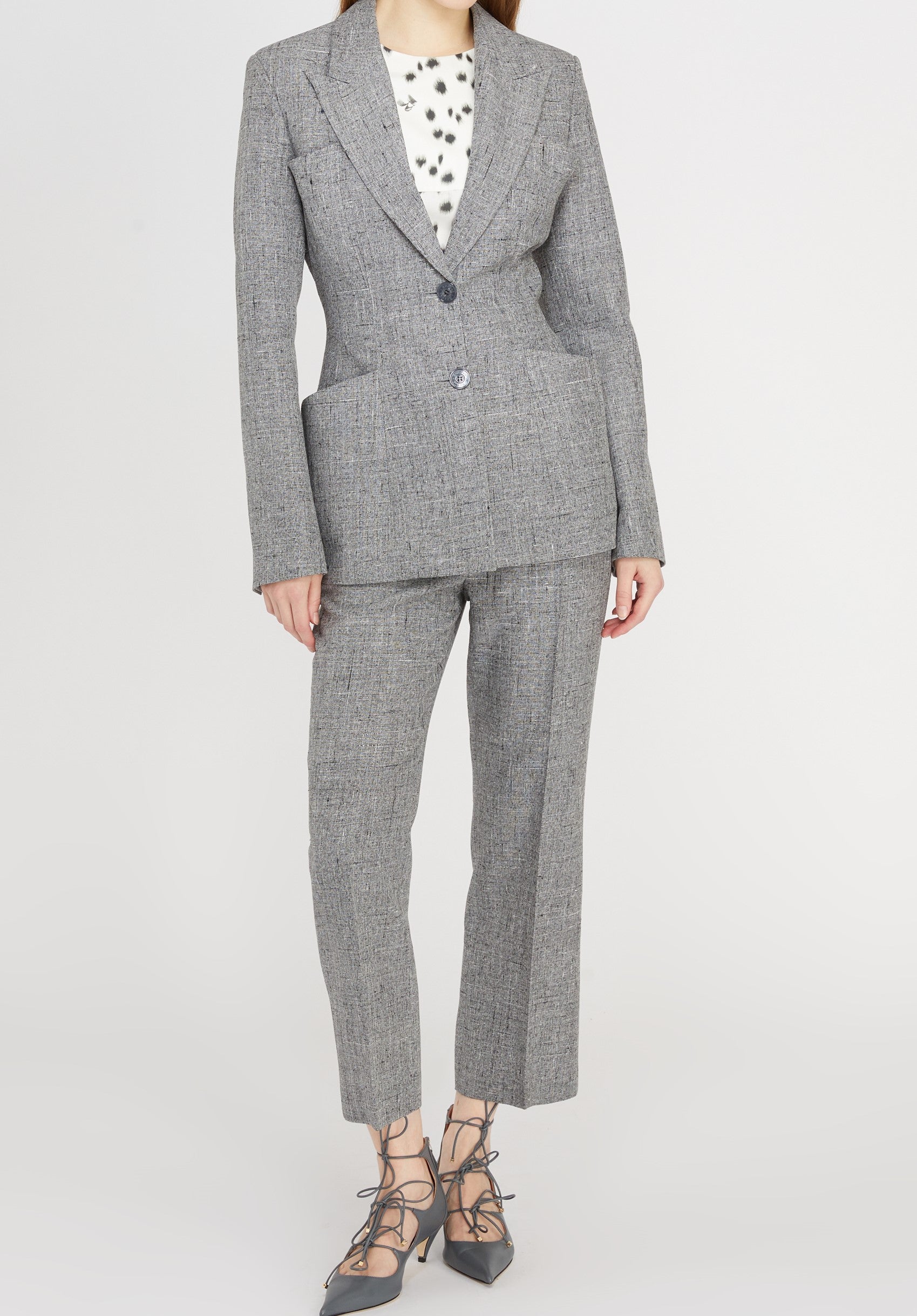 Blazer cintré en laine vierge - Gris