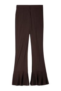 Pantalon de tailleur évasé en laine mélangée - Marron