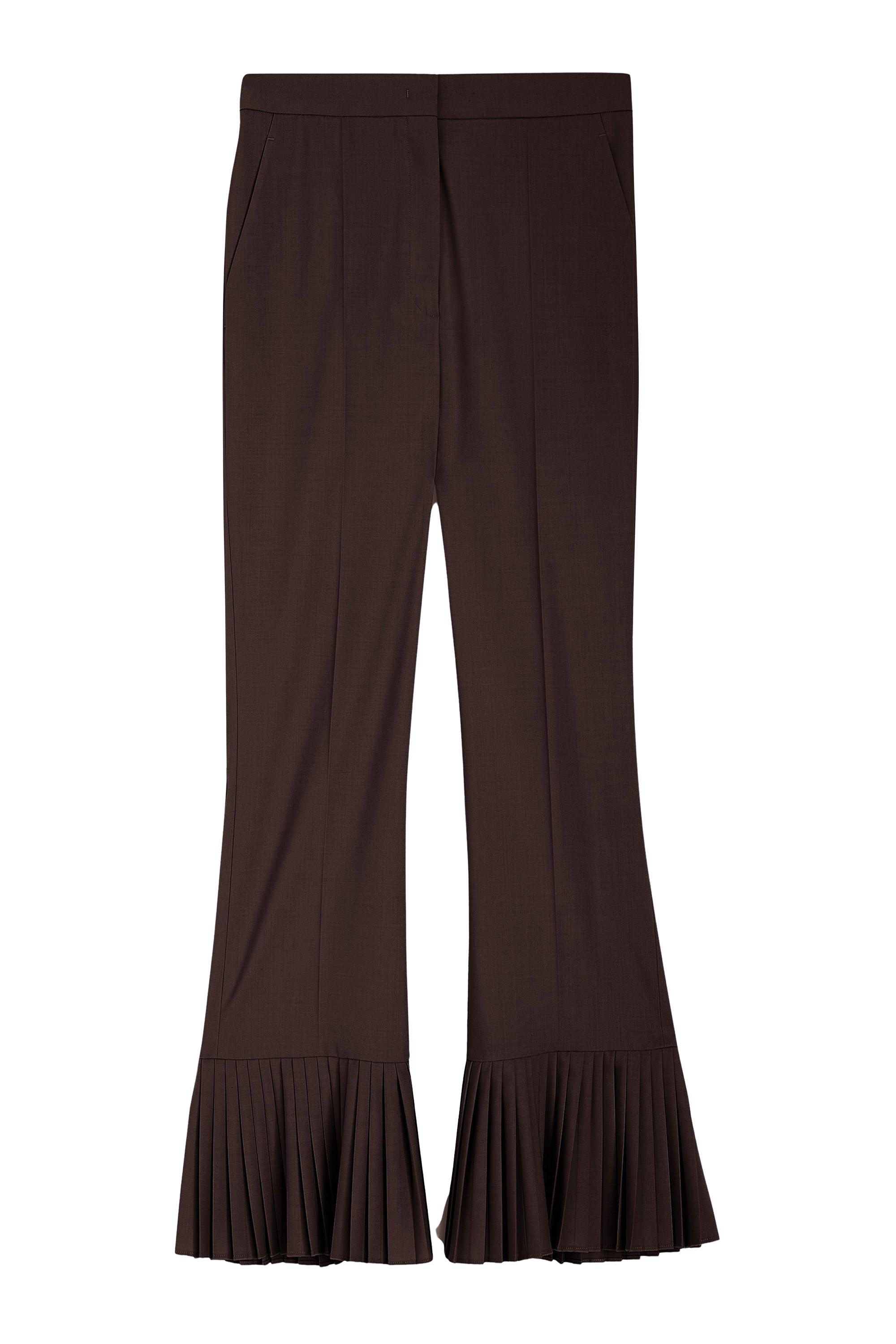 Pantalon de tailleur évasé en laine mélangée - Marron