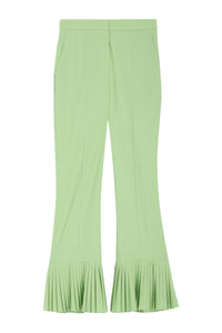 Pantalon de tailleur évasé en laine mélangée - Vert