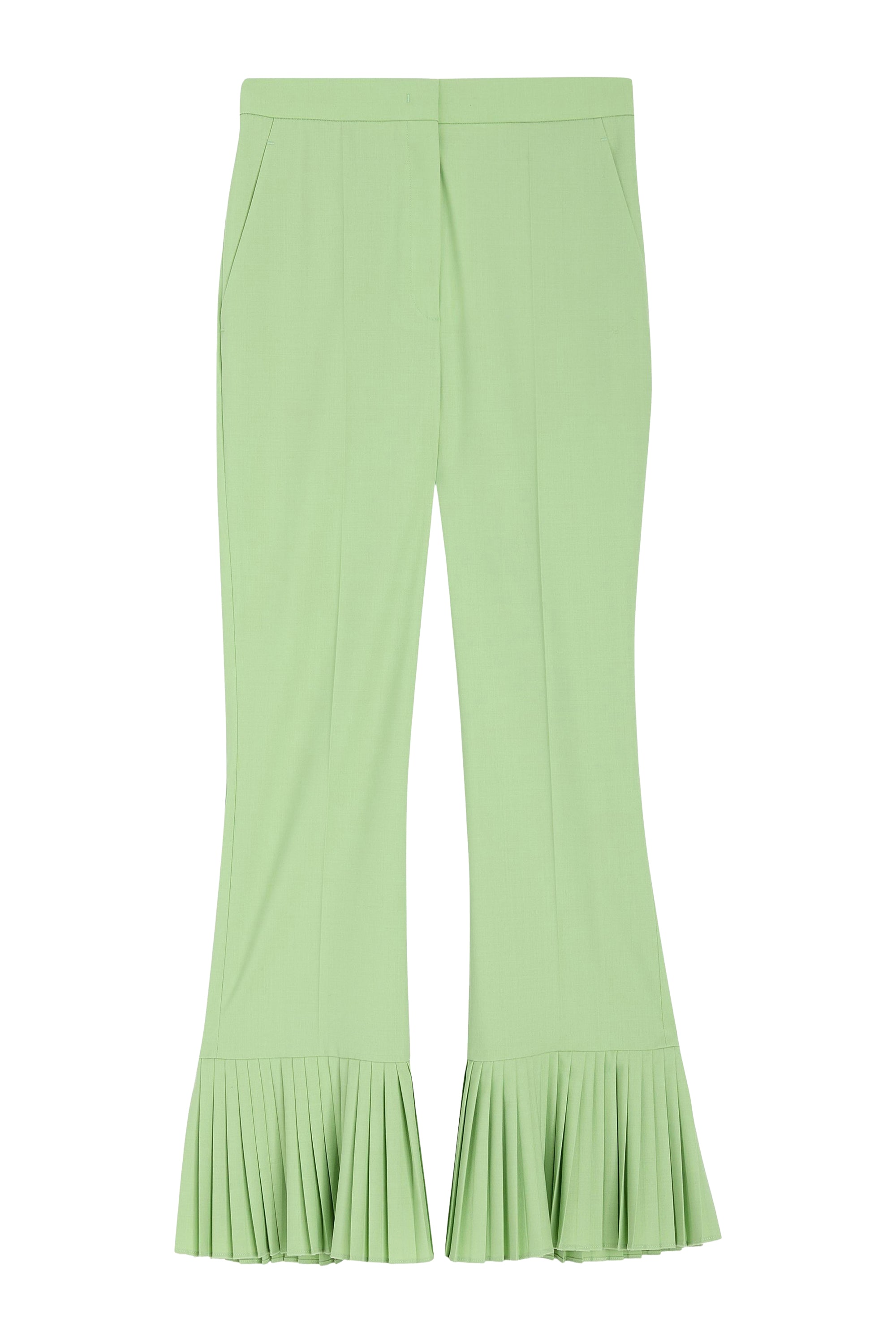 Pantalon de tailleur évasé en laine mélangée - Vert
