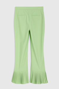 Pantalon de tailleur évasé en laine mélangée - Vert