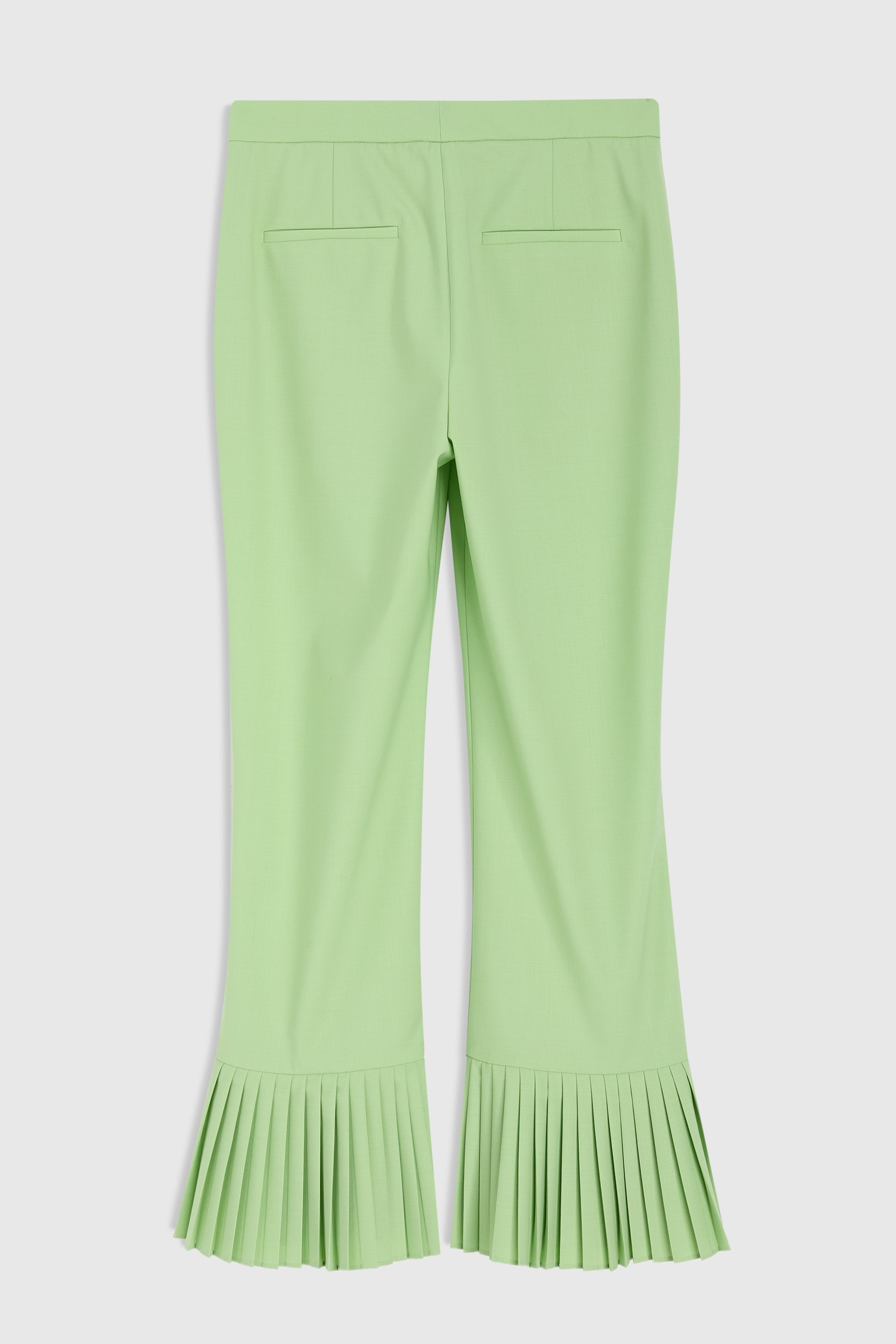 Pantalon de tailleur évasé en laine mélangée - Vert