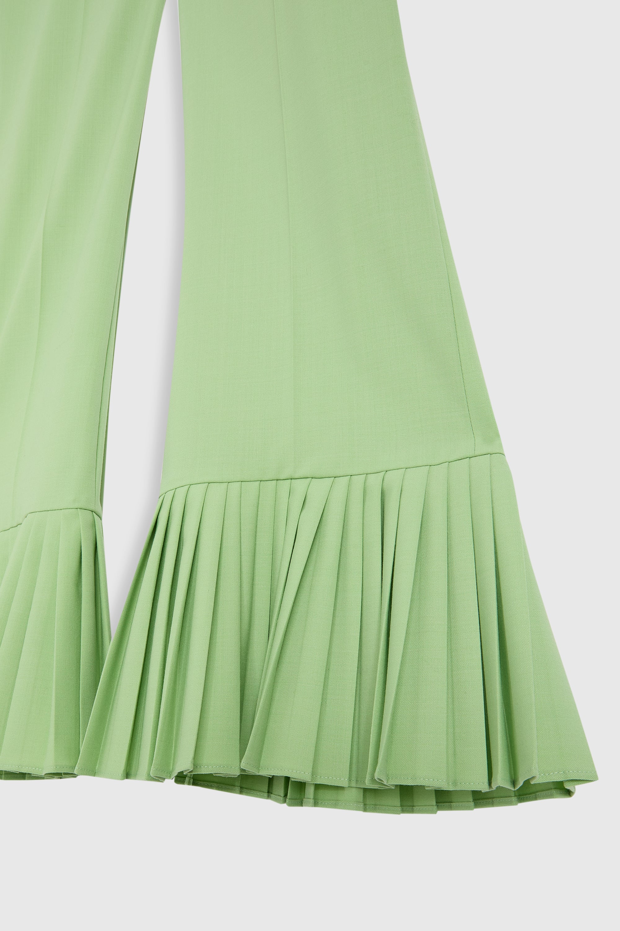 Pantalon de tailleur évasé en laine mélangée - Vert