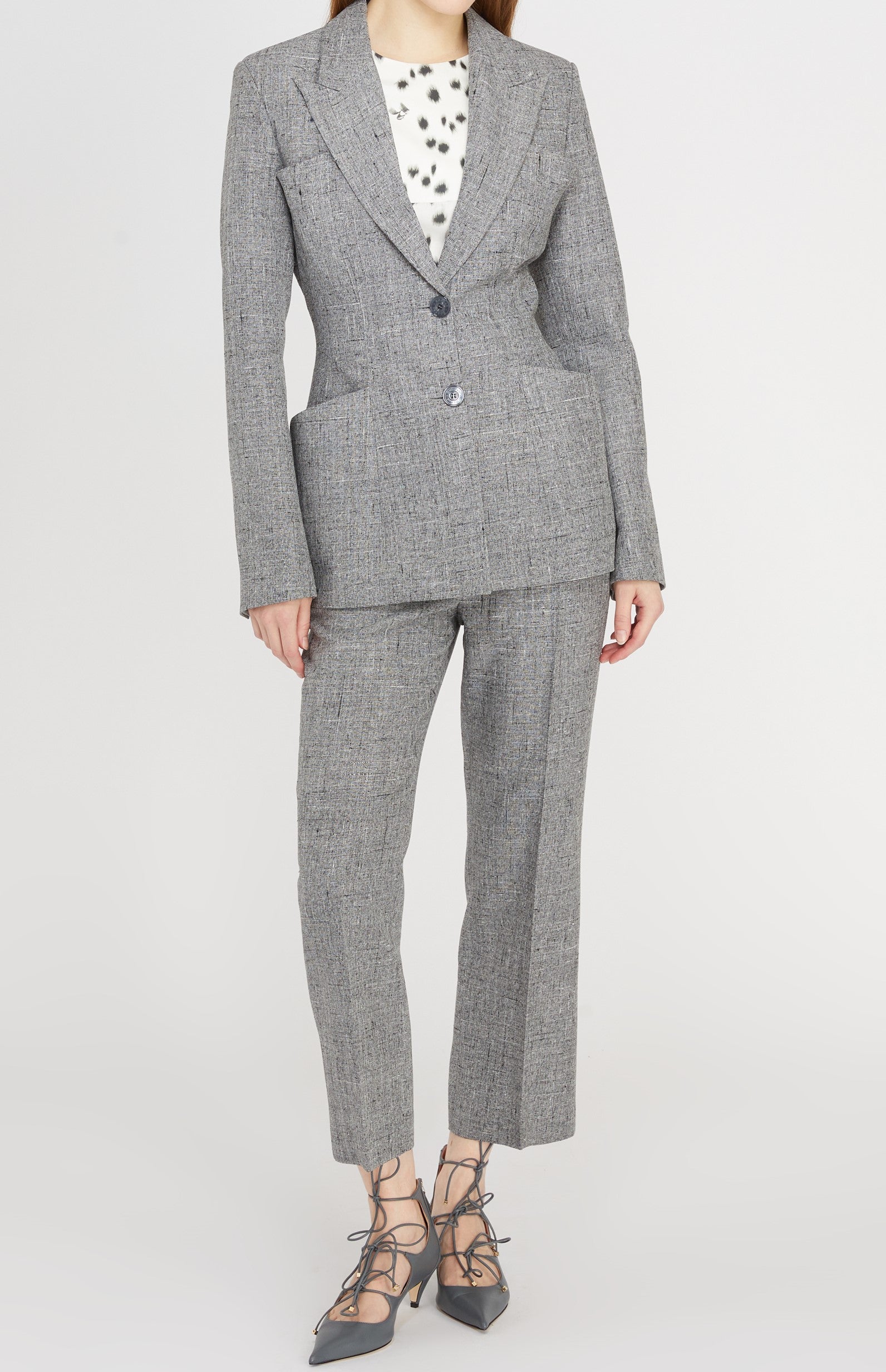 Pantalon de tailleur 7/8ème en laine - Gris