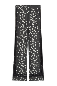 Pantalon fluide à pois en soie - Noir
