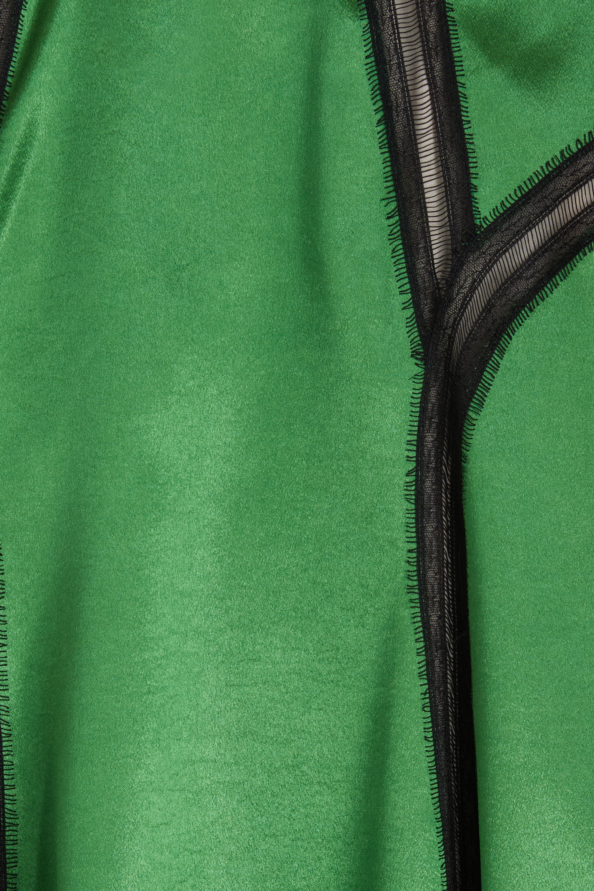 Jupe midi ornée de dentelle en satin - Vert