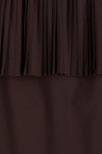 Jupe tailleur plissée en laine - Marron