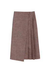 Jupe midi portefeuille en laine - Orange
