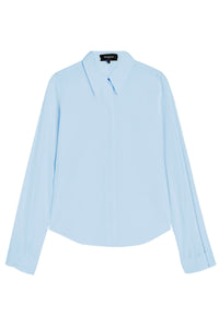 Chemise à manches longues en soie mélangée - Bleu